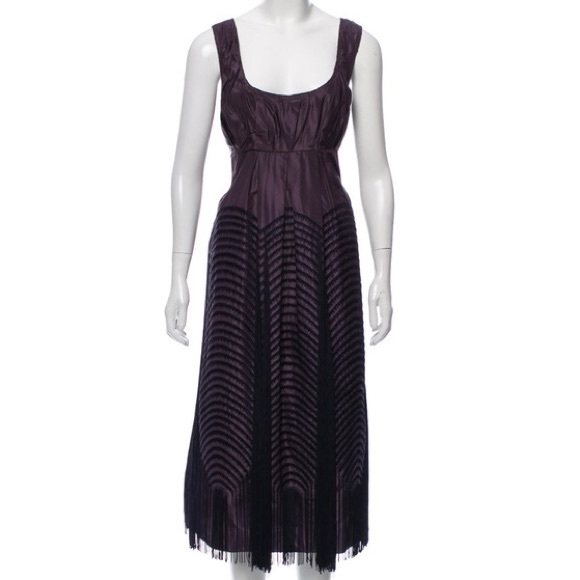 Vera Wang Dresses & Skirts - Vera Wang Purple Fringe Silk Dress